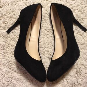 BAMBOO Black Suede Pointed Toe Stiletto Pumps